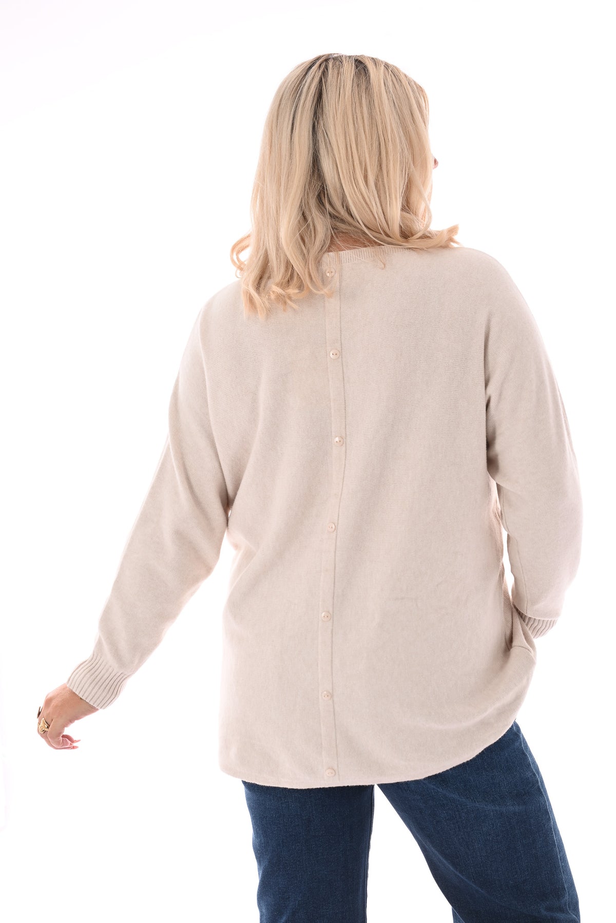 Trui met knoopjes creme