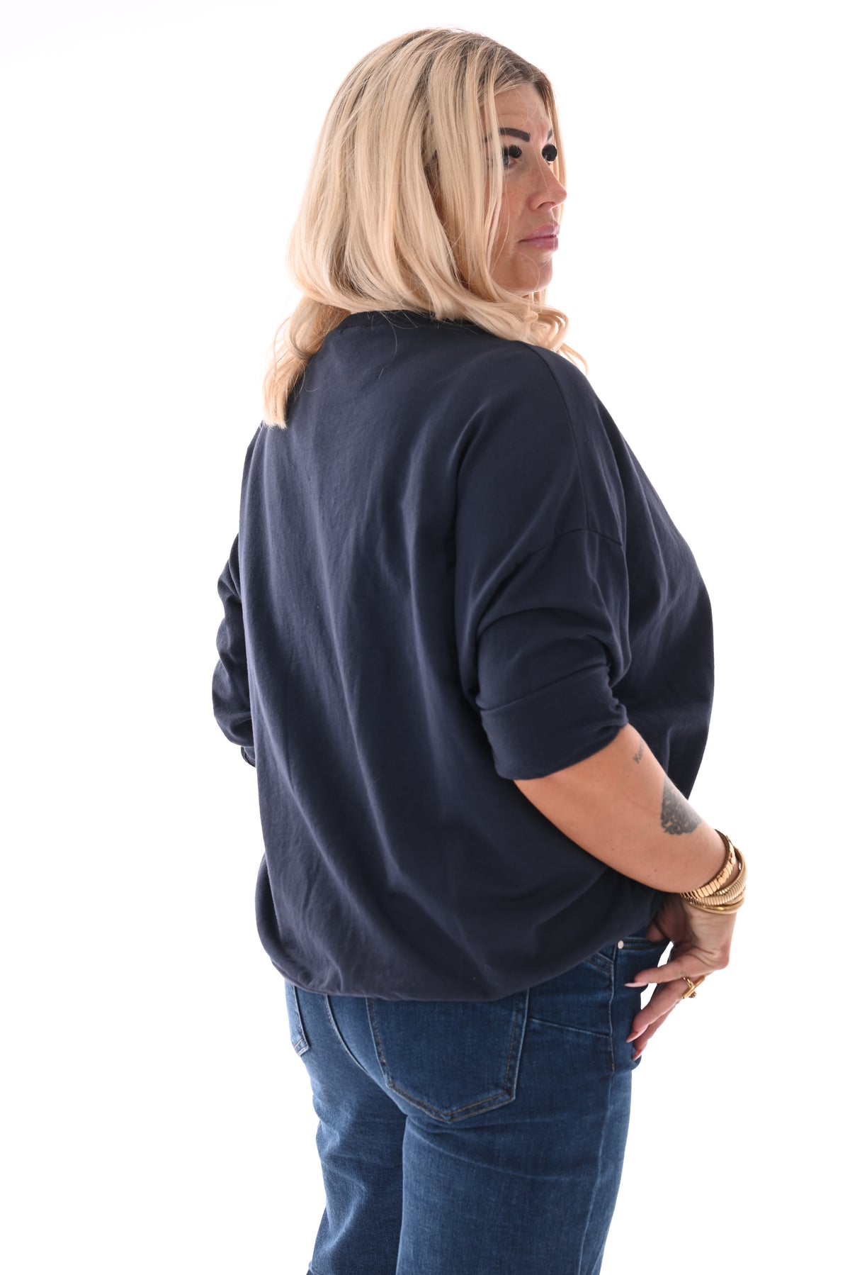Basic top marineblauw