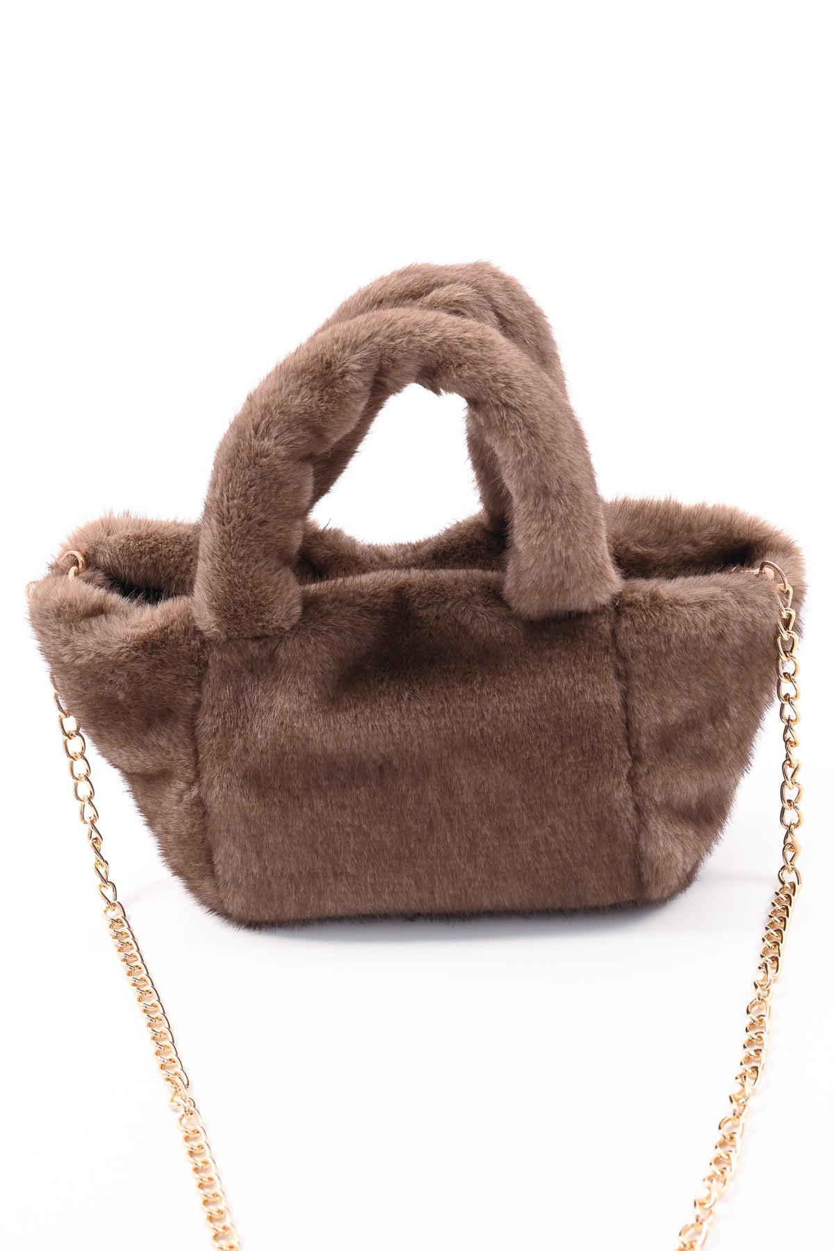 Furry handtas klein bruin