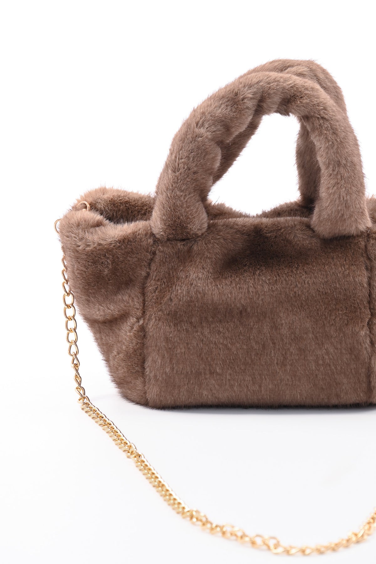 Furry handtas klein bruin