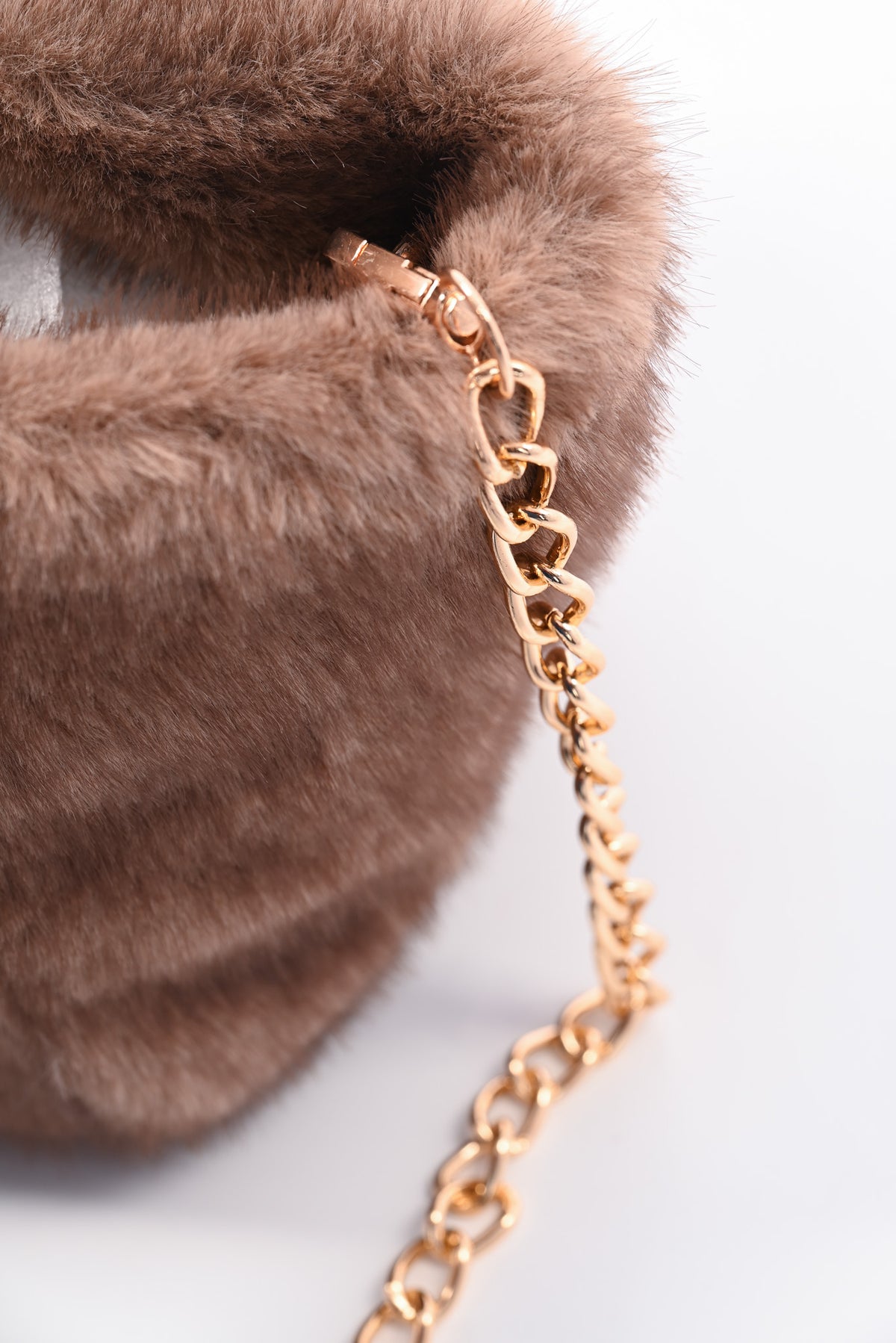 Furry handtas klein bruin