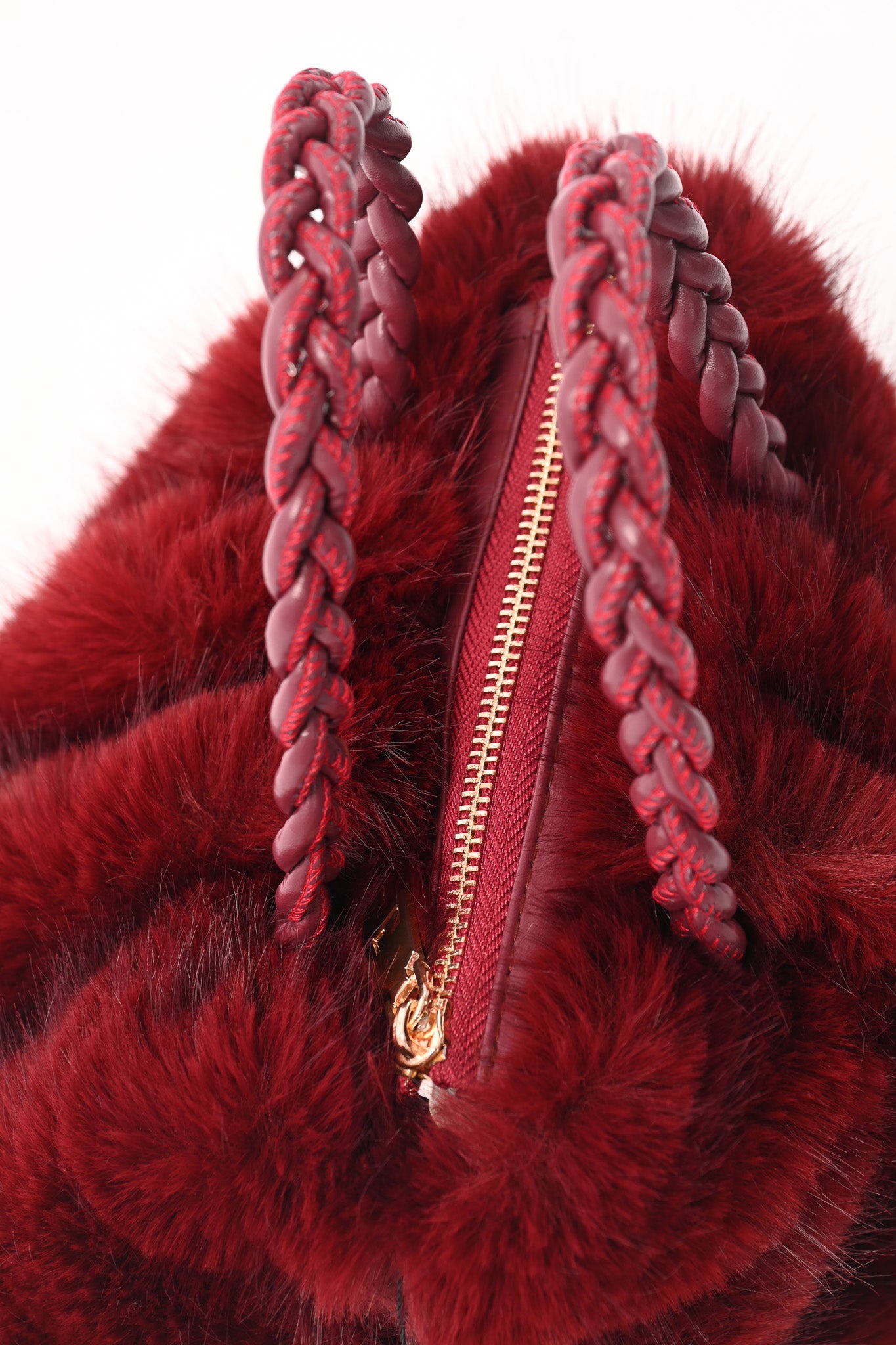 Mini furry handtas bordeaux