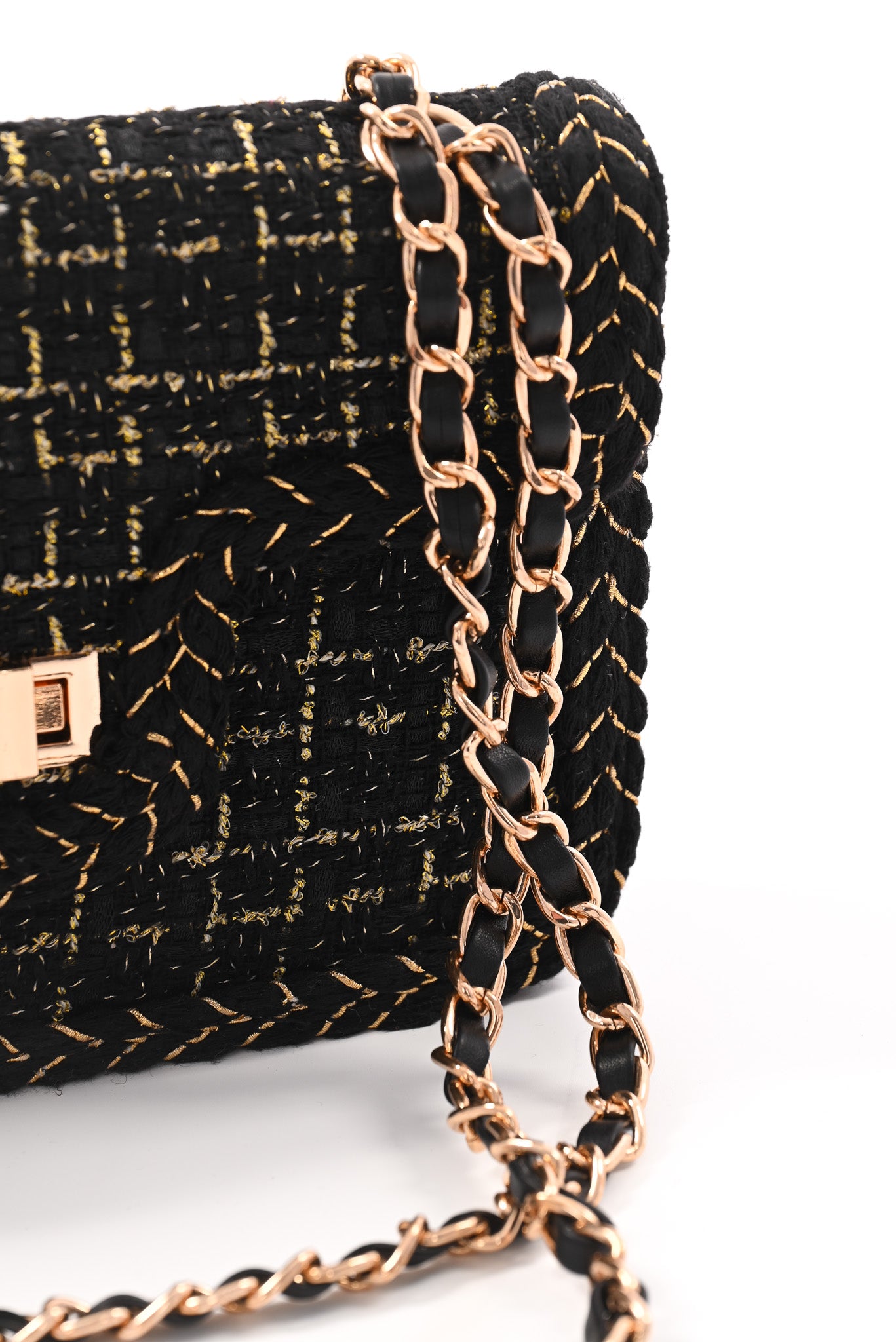 Mini schoudertas lurex zwart