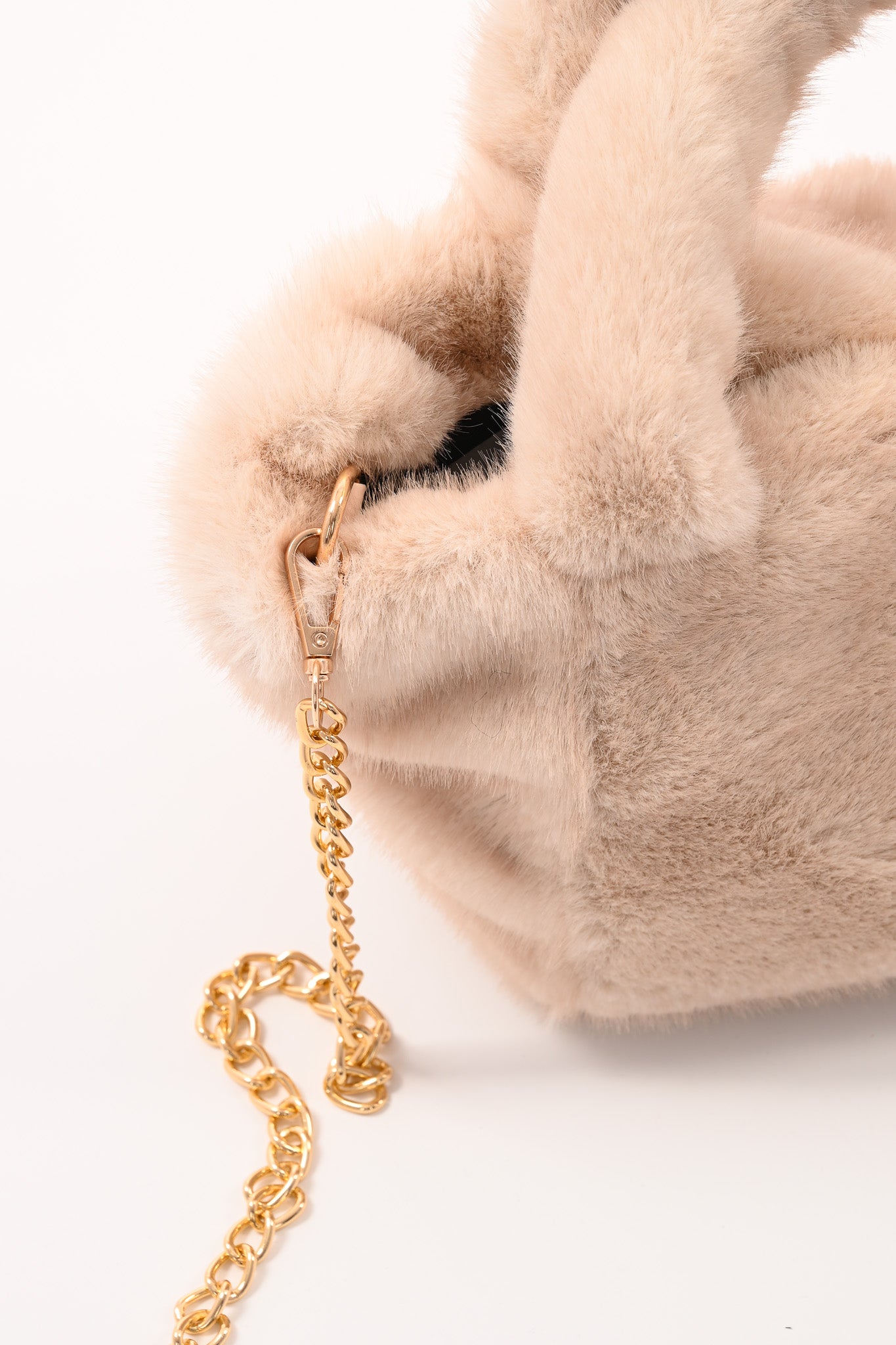 Furry handtas klein beige