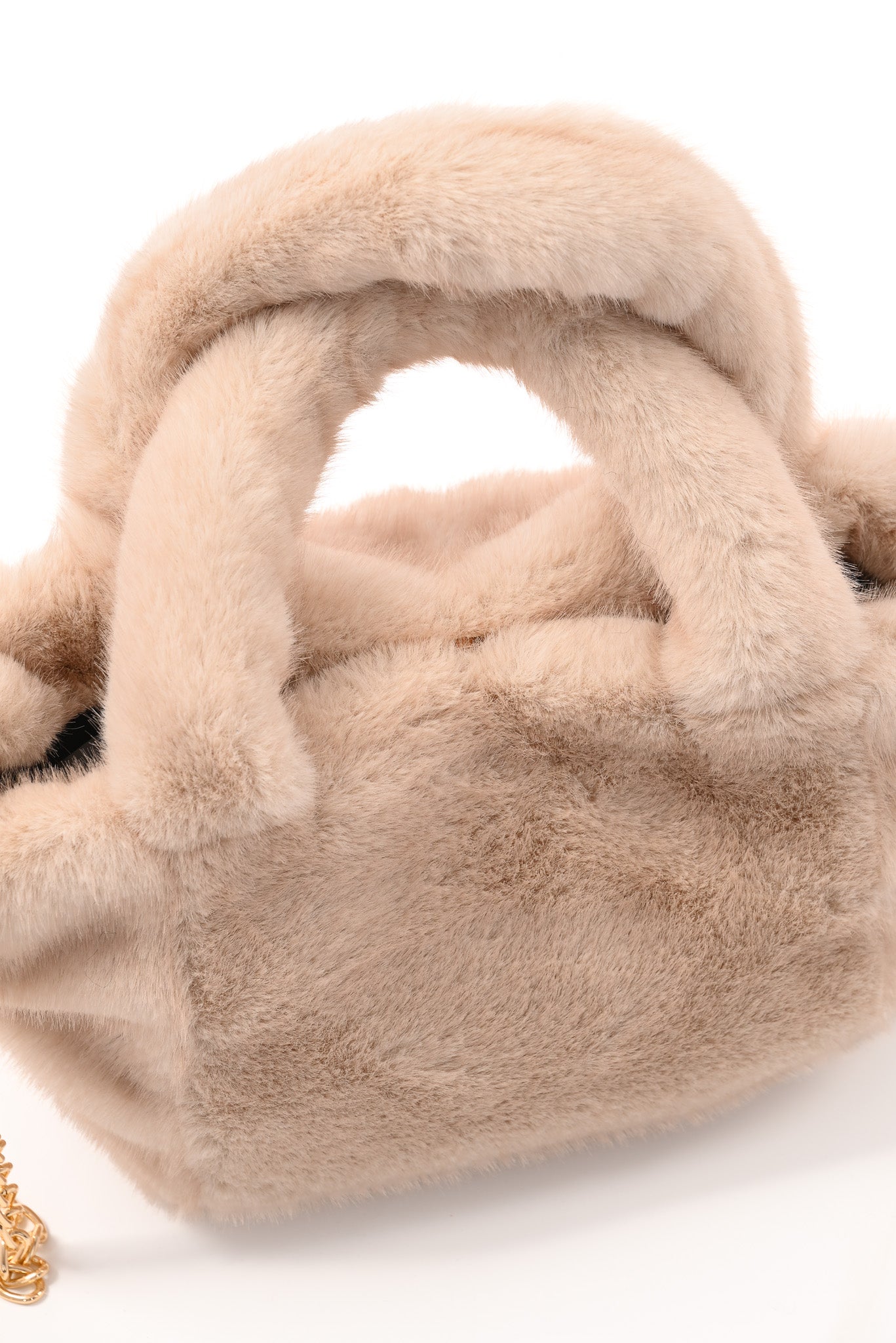 Furry handtas klein beige