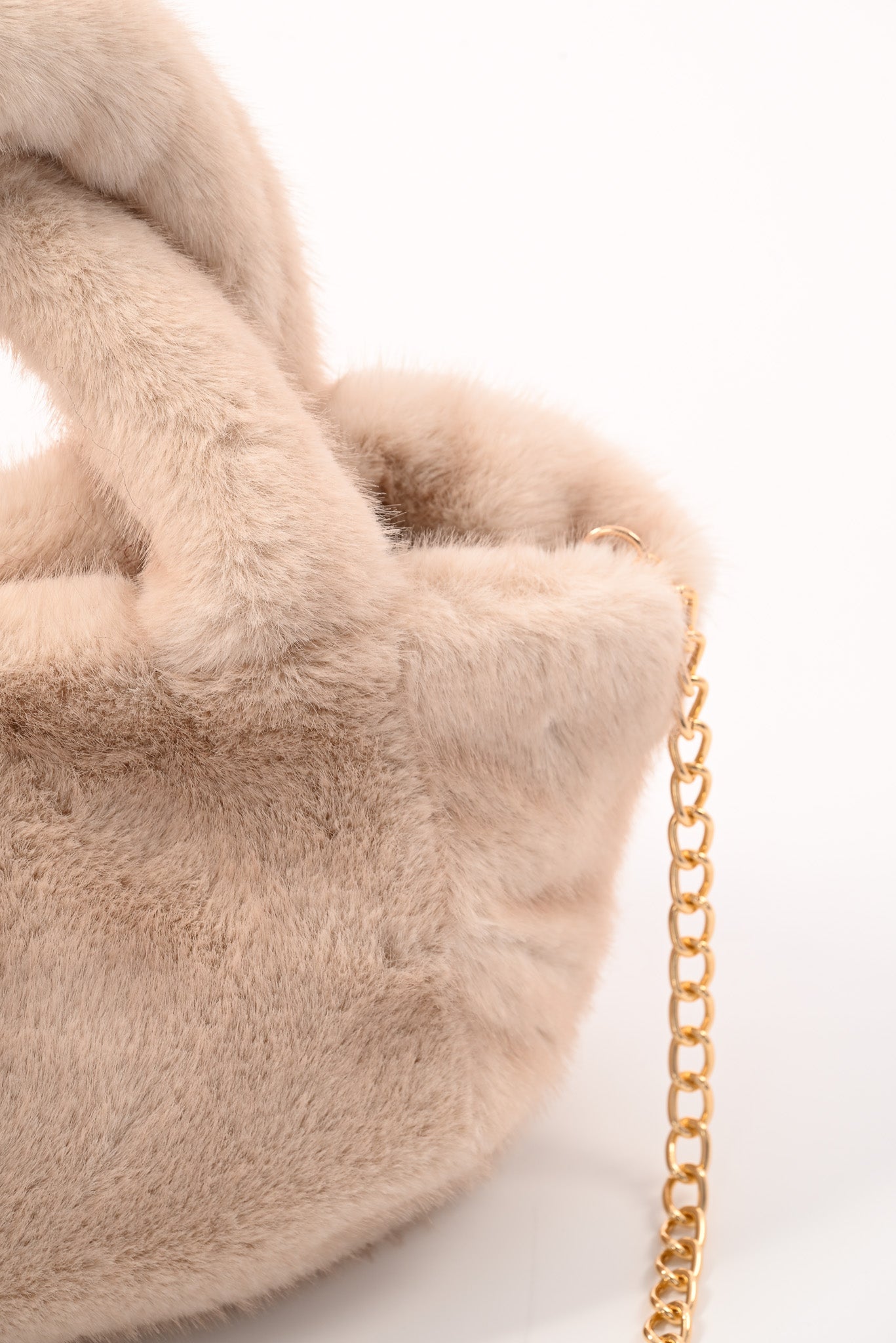 Furry handtas klein beige
