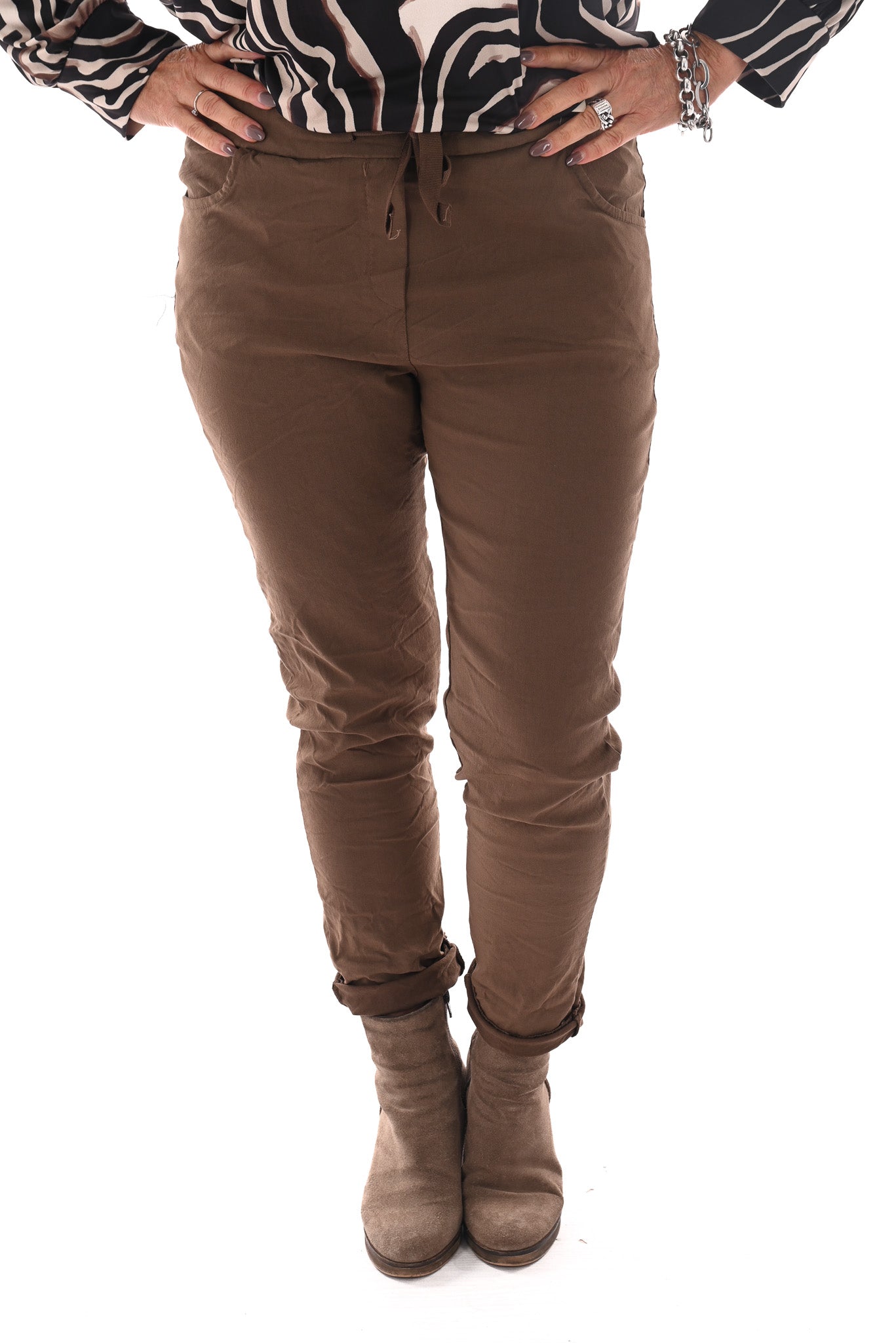 Stretchbroek uni bruin