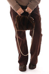 Mini furry handtas donkerbruin