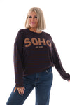 Gestreepte sweater Soho bruin/marineblauw