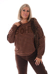 Gestreepte sweater Soho bruin/donkerbruin