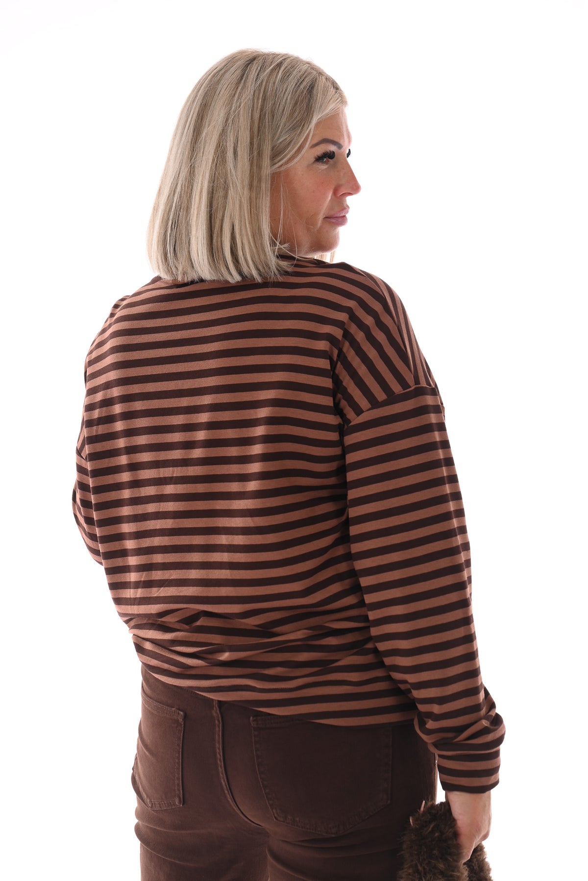 Gestreepte sweater Soho bruin/donkerbruin
