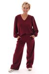 Tweedelig  pak  v-hals deluxe bordeaux