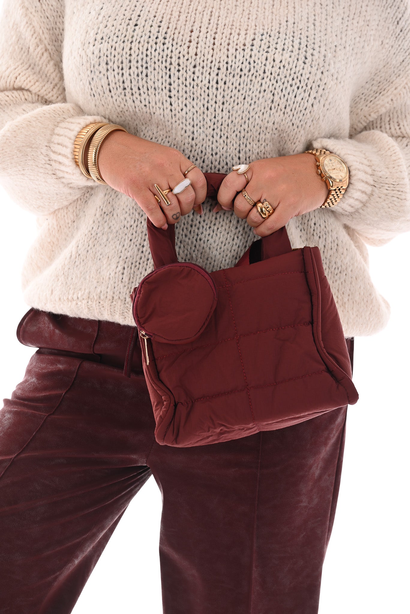 Mini puffer tas bordeaux