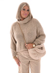 Grof gebreide trui met col beige