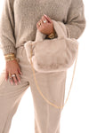 Furry handtas klein beige