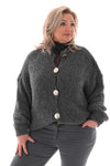 Boucle vest grote knopen grijs