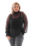 Top kleine dots smock kraag zwart
