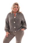 Boucle vest grote knopen taupe