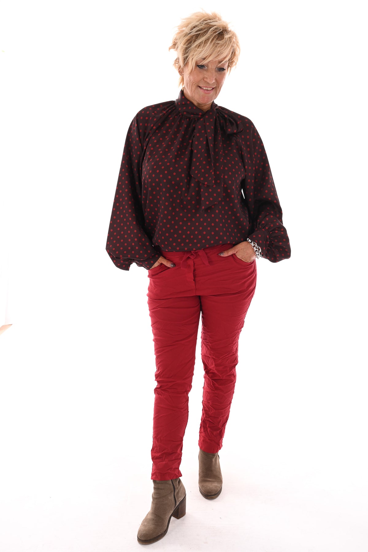 Stretchbroek uni rood