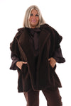 Lange teddy gilet donkerbruin
