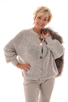 Boucle vest grote knopen beige