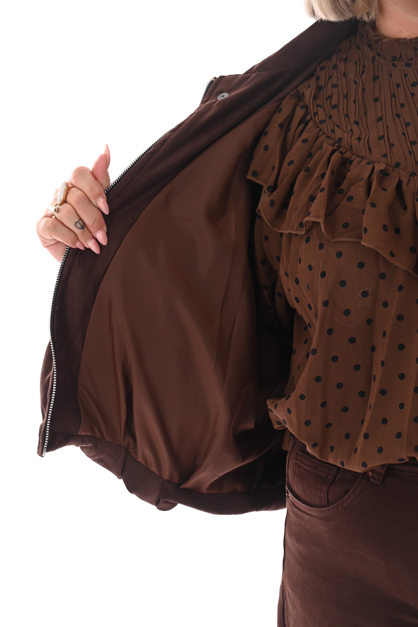 Suedelook gilet donkerbruin