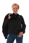 Silky blouse met strik uni zwart