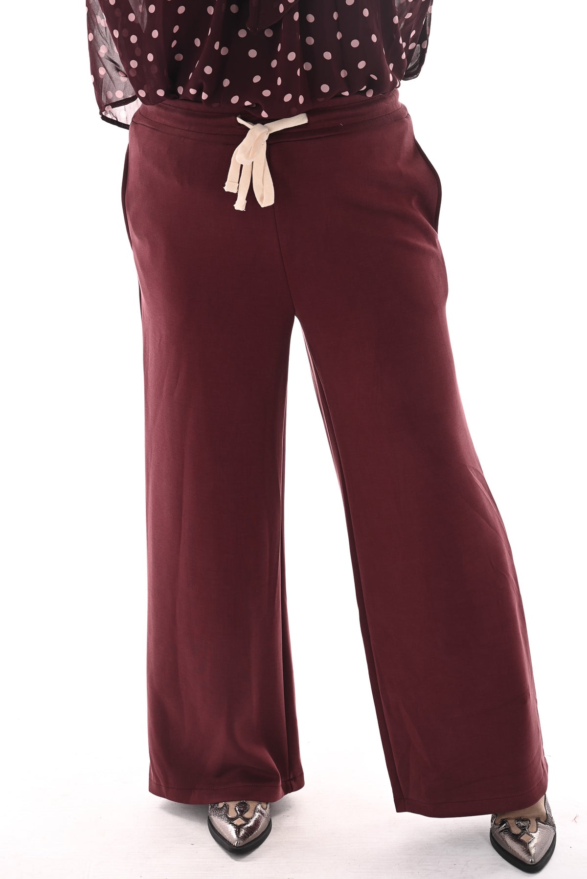 Wide leg joggingsbroek bordeaux
