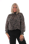 Top smock kraag dots zwart/wit
