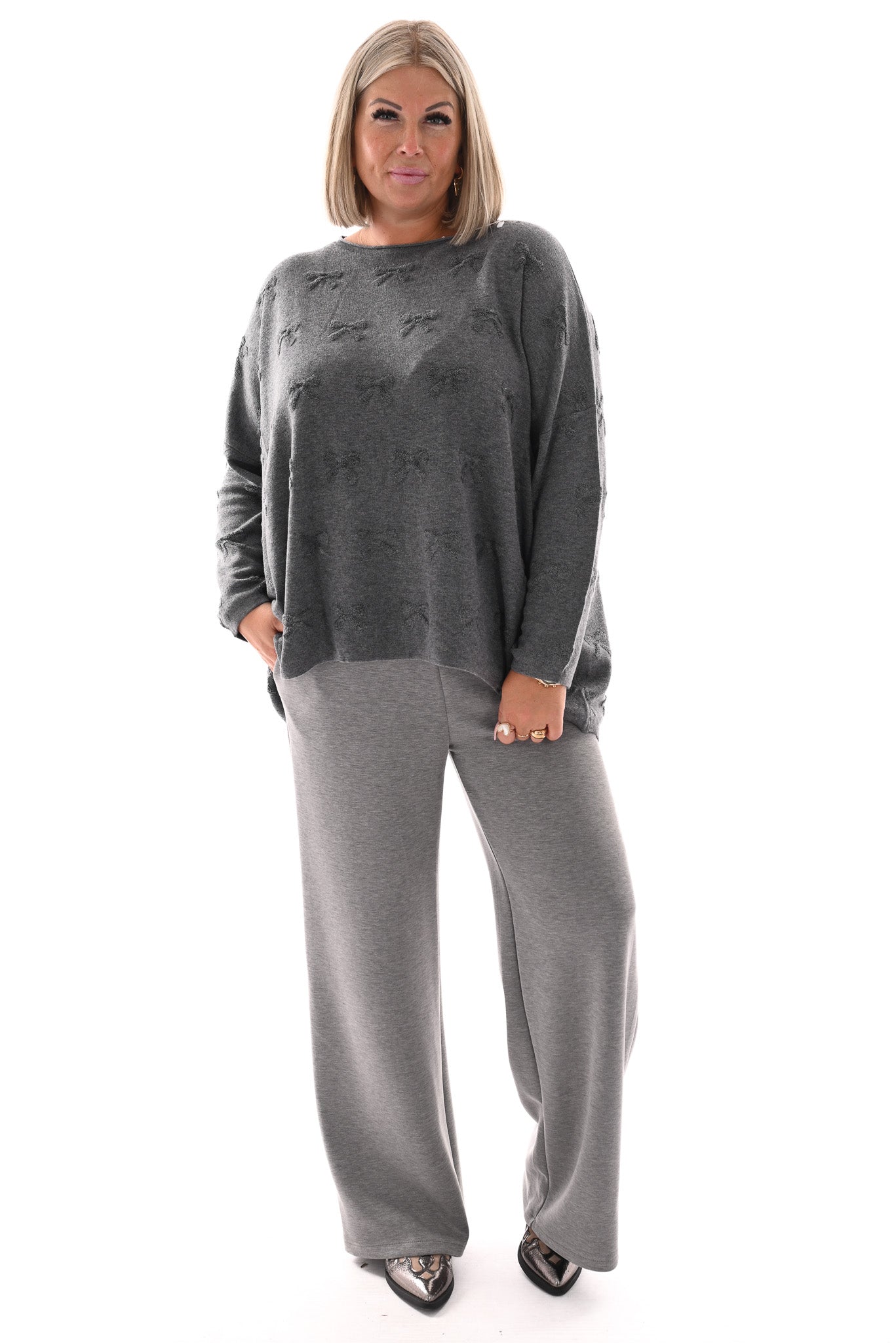 Wide leg joggingsbroek grijs