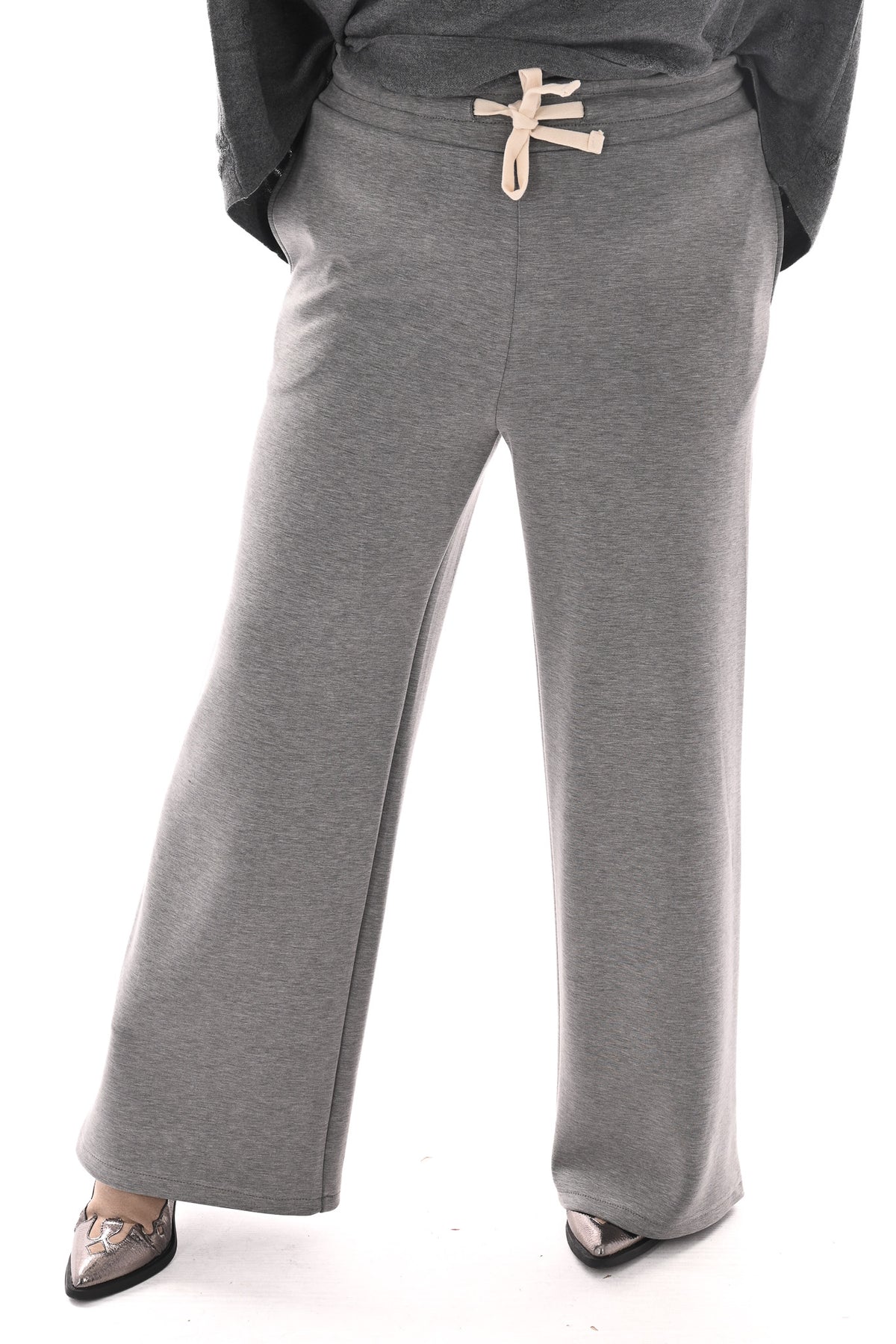 Wide leg joggingsbroek grijs