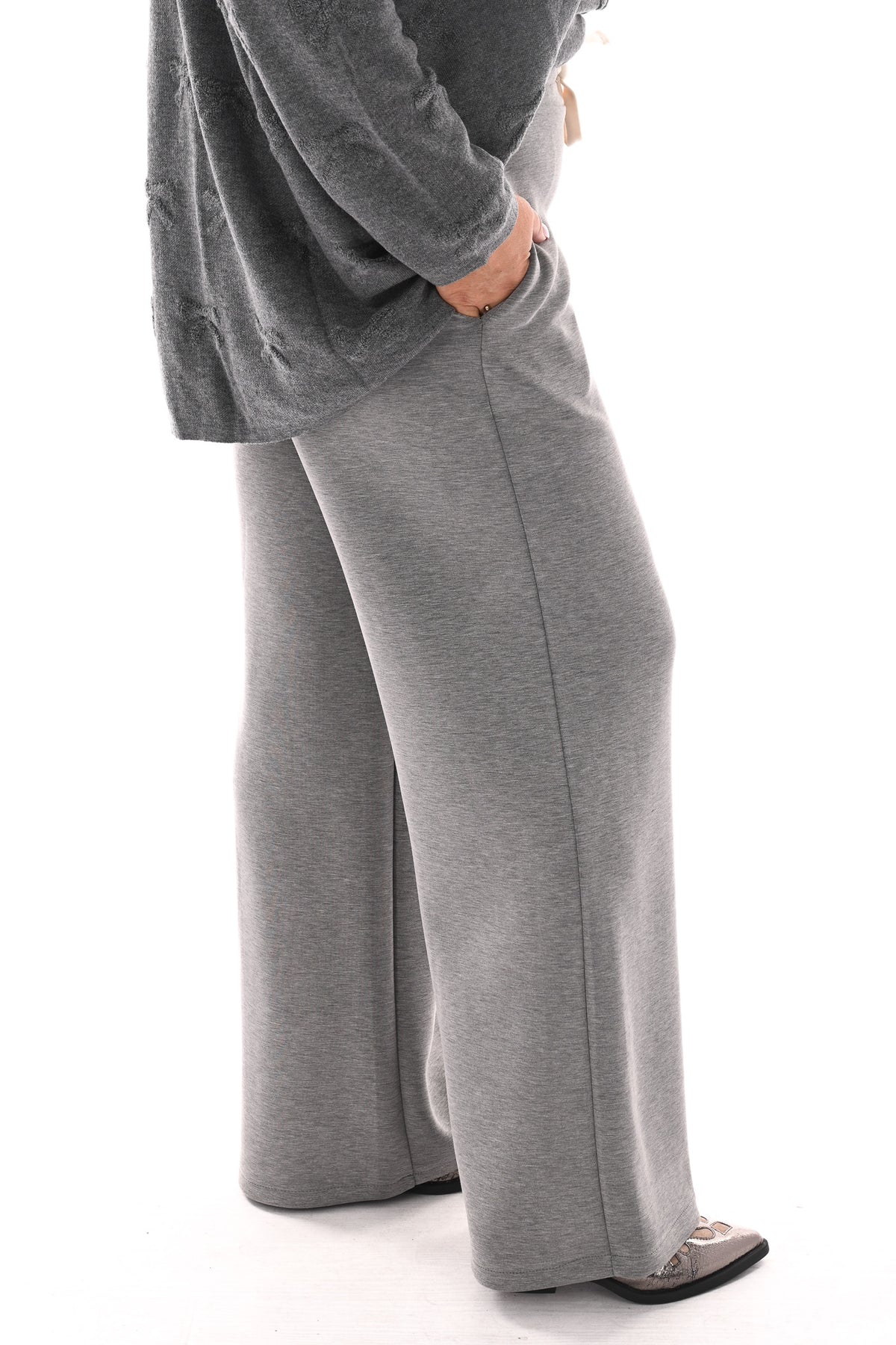 Wide leg joggingsbroek grijs