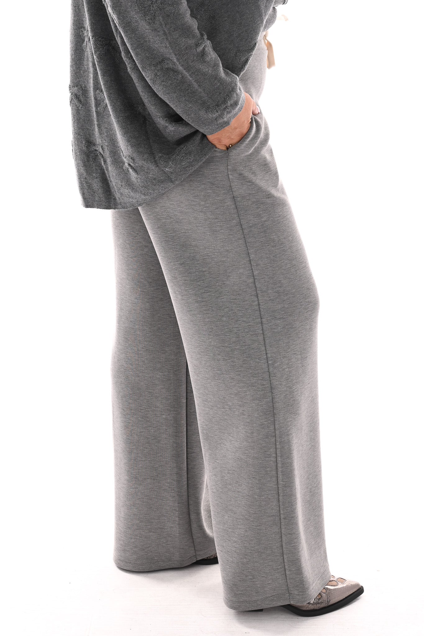 Wide leg joggingsbroek grijs