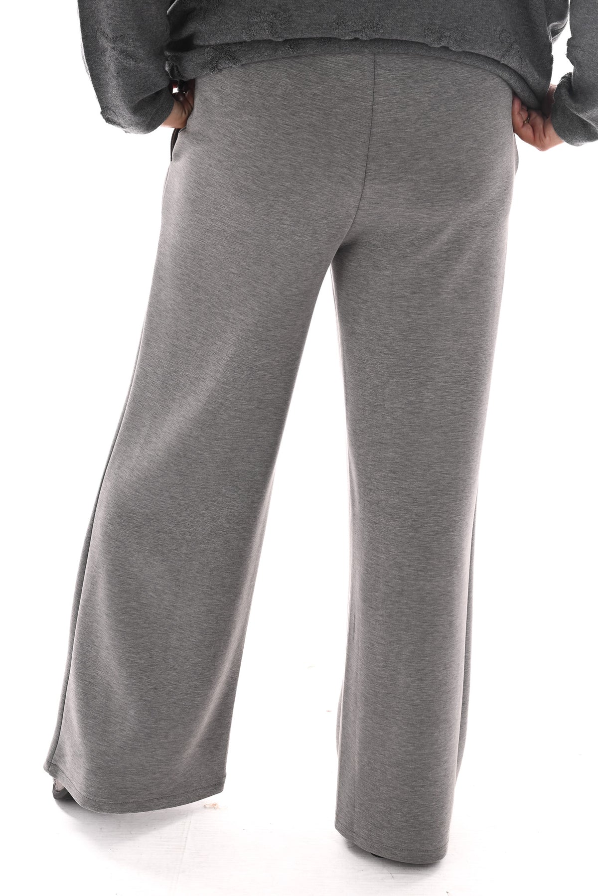 Wide leg joggingsbroek grijs