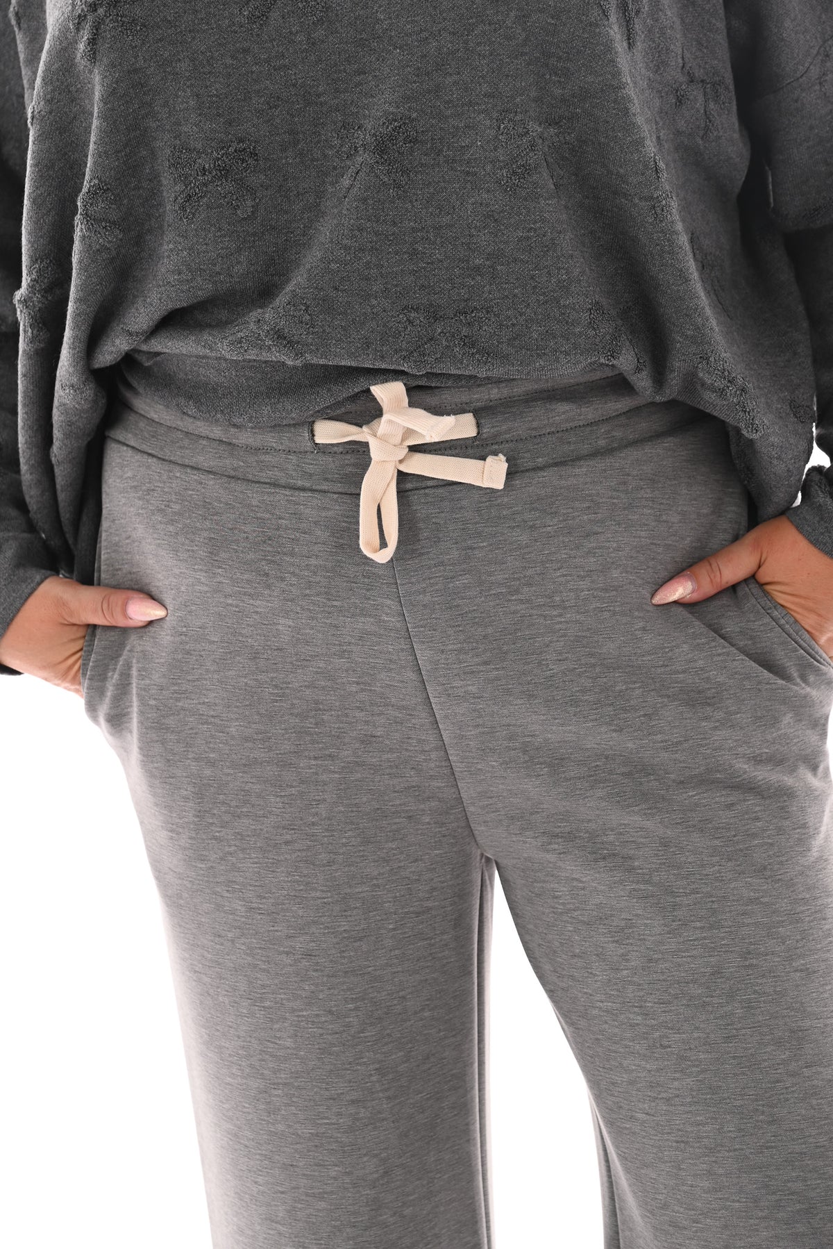 Wide leg joggingsbroek grijs