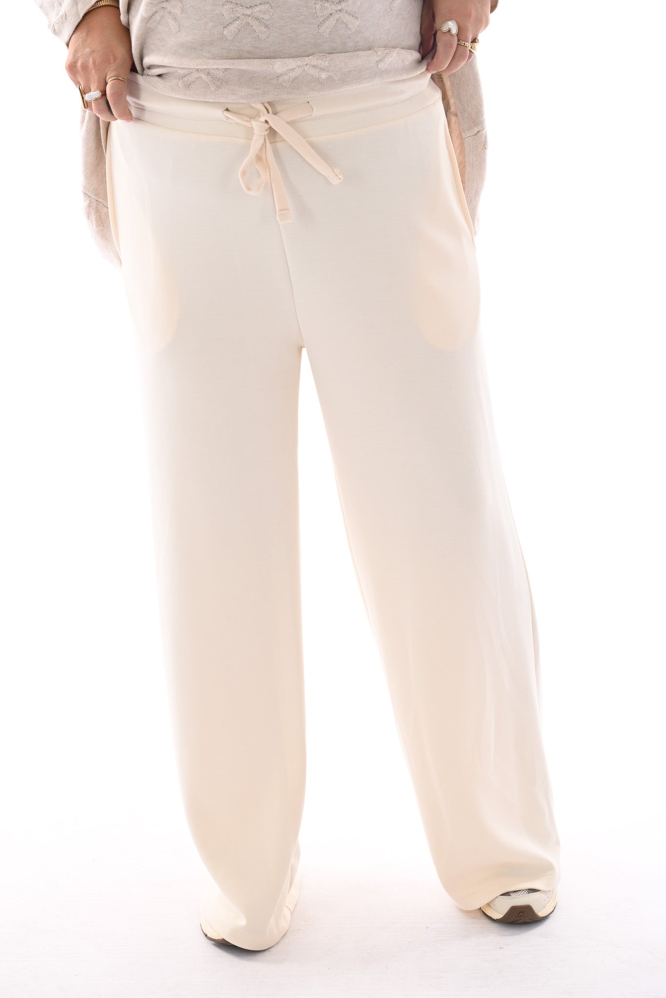 Wide leg joggingsbroek creme