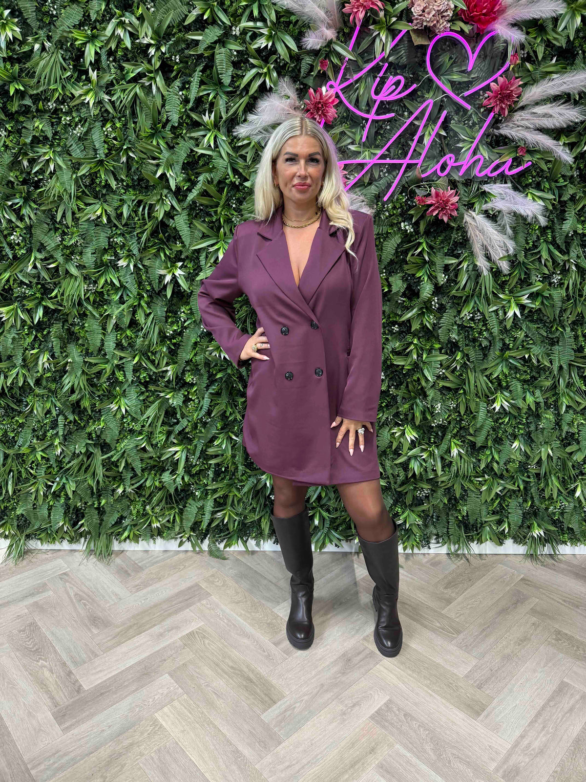 Blazer jurk aubergine