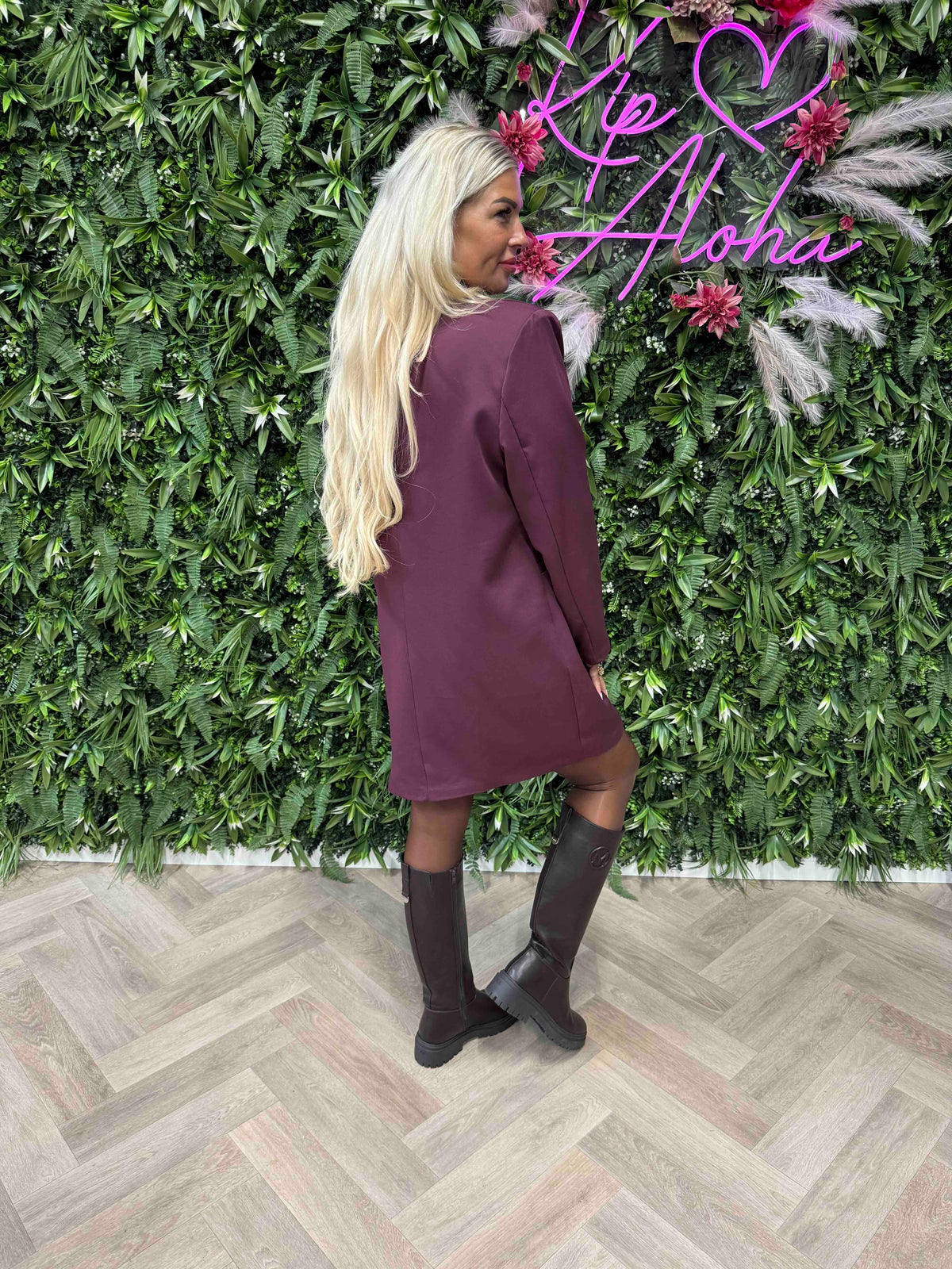 Blazer jurk aubergine