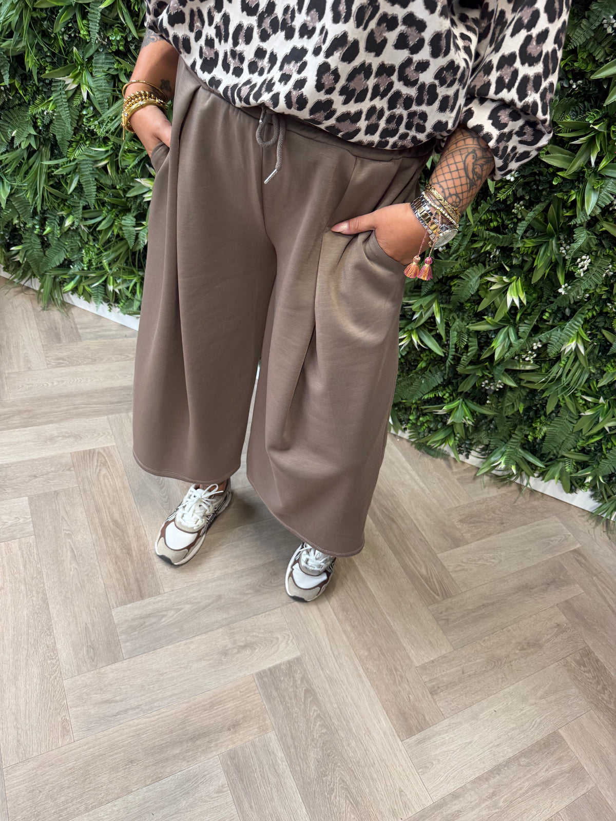 3/4e joggingsbroek uni taupe