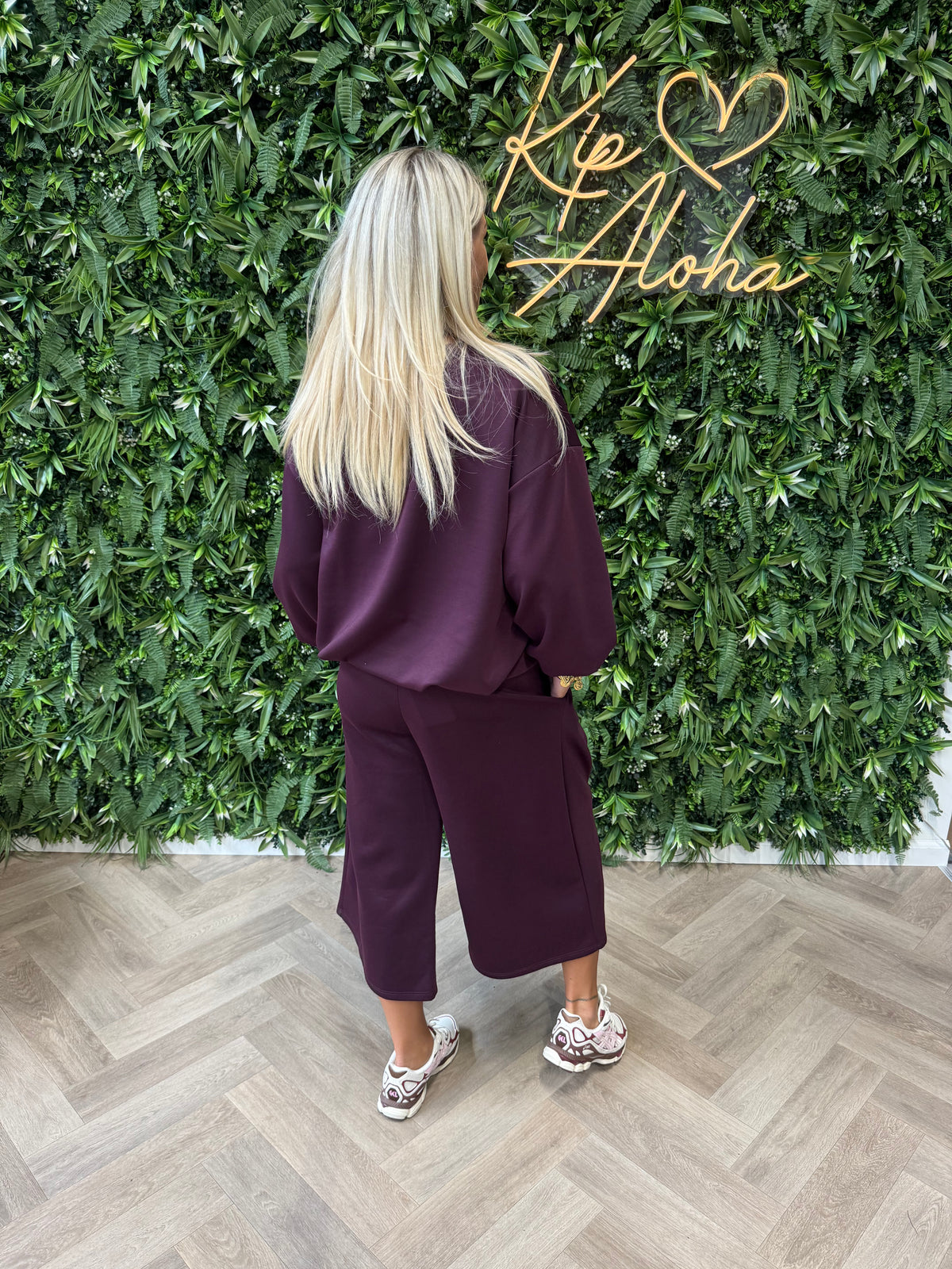 3/4e joggingsbroek uni aubergine