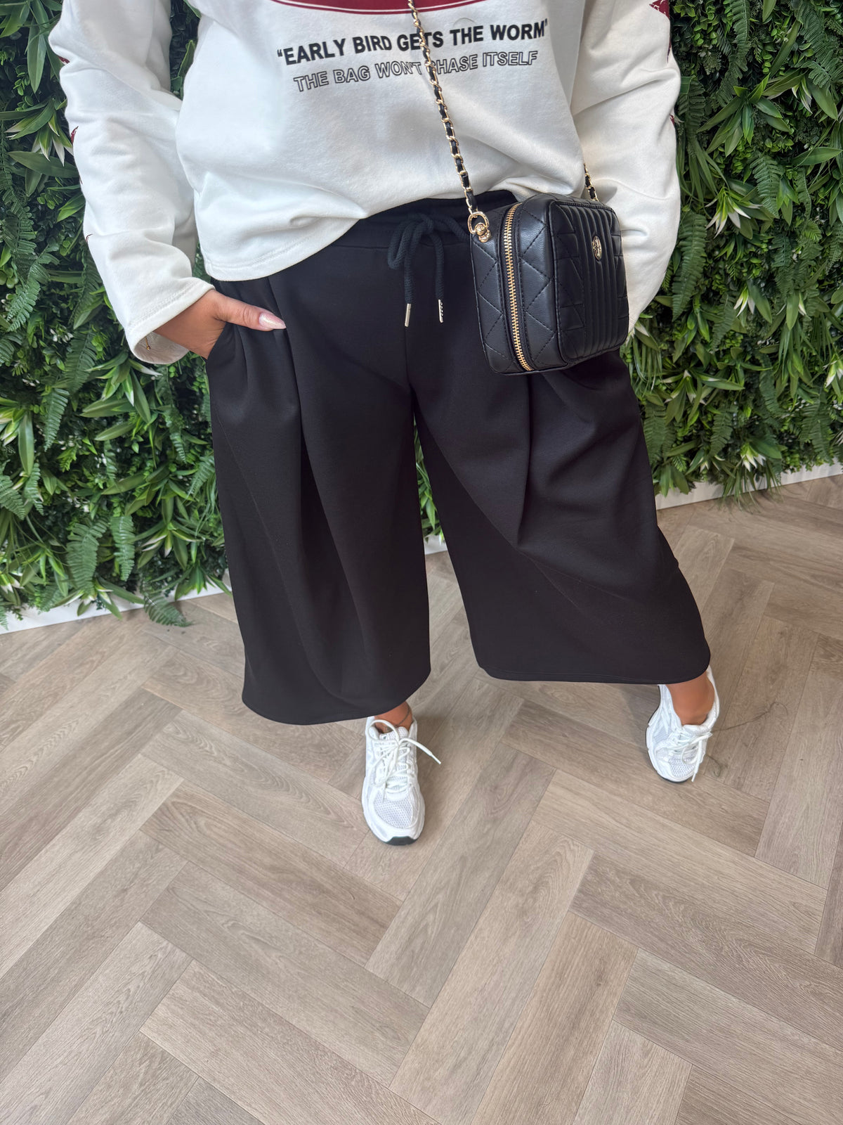3/4e joggingsbroek uni zwart