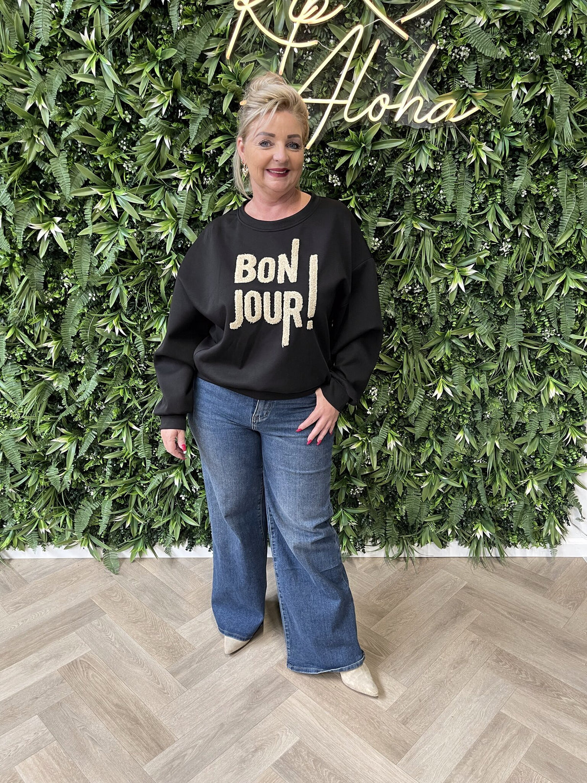Sweater bonjour zwart