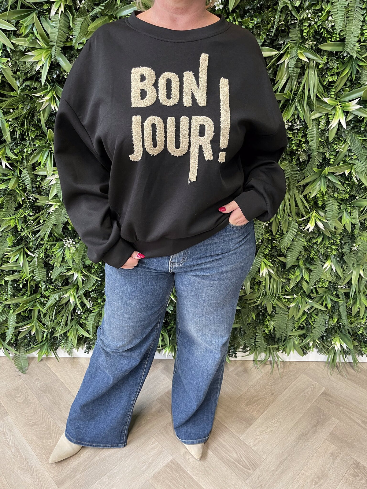 Sweater bonjour zwart