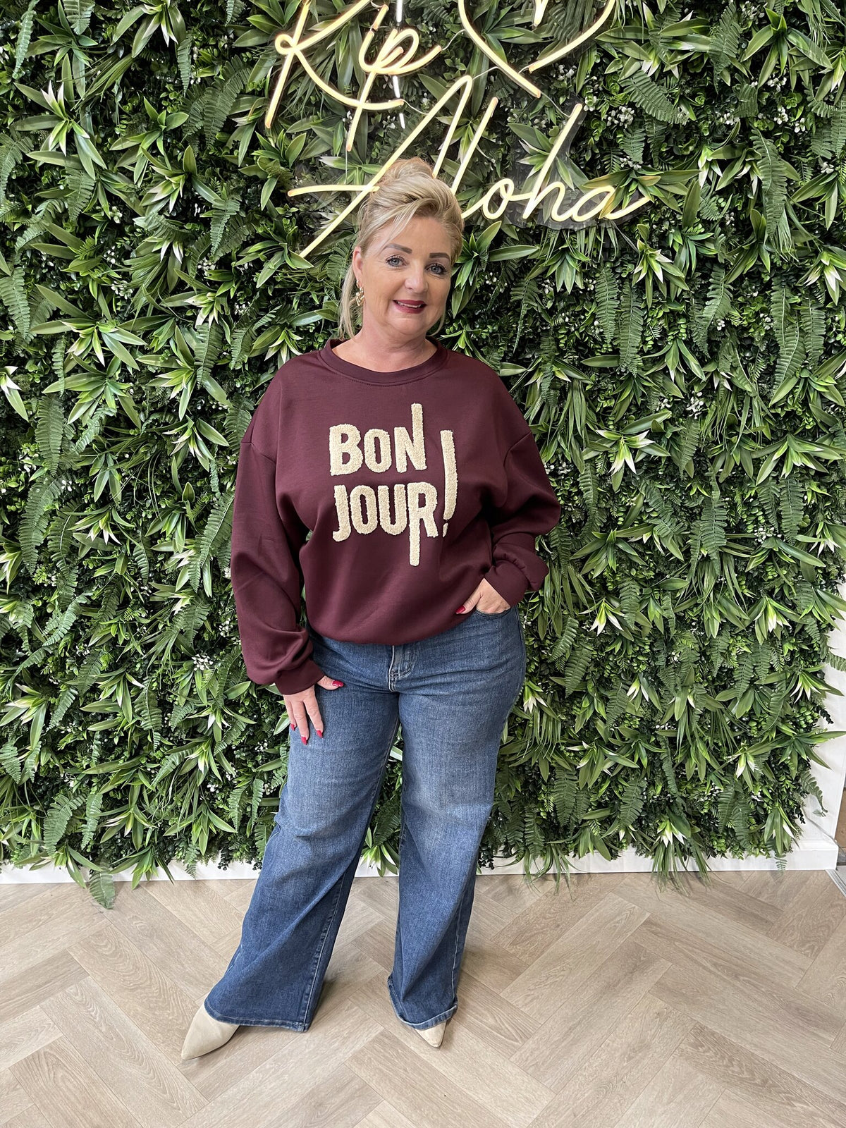 Sweater bonjour bordeaux