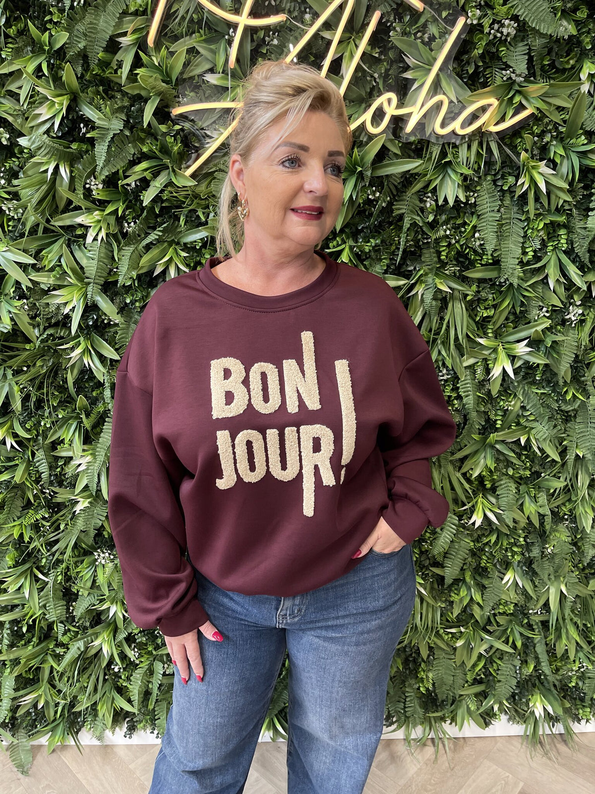 Sweater bonjour bordeaux