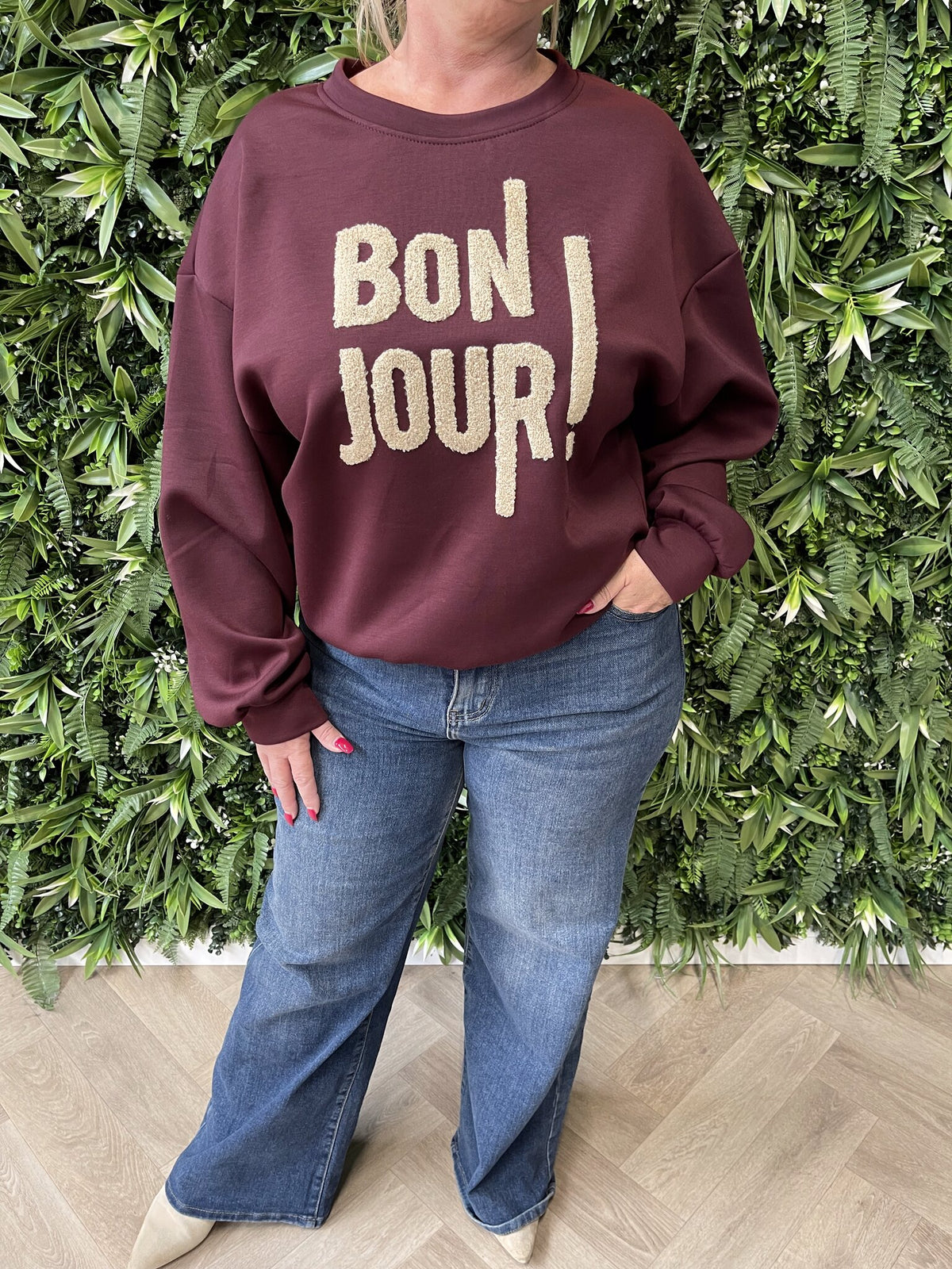 Sweater bonjour bordeaux