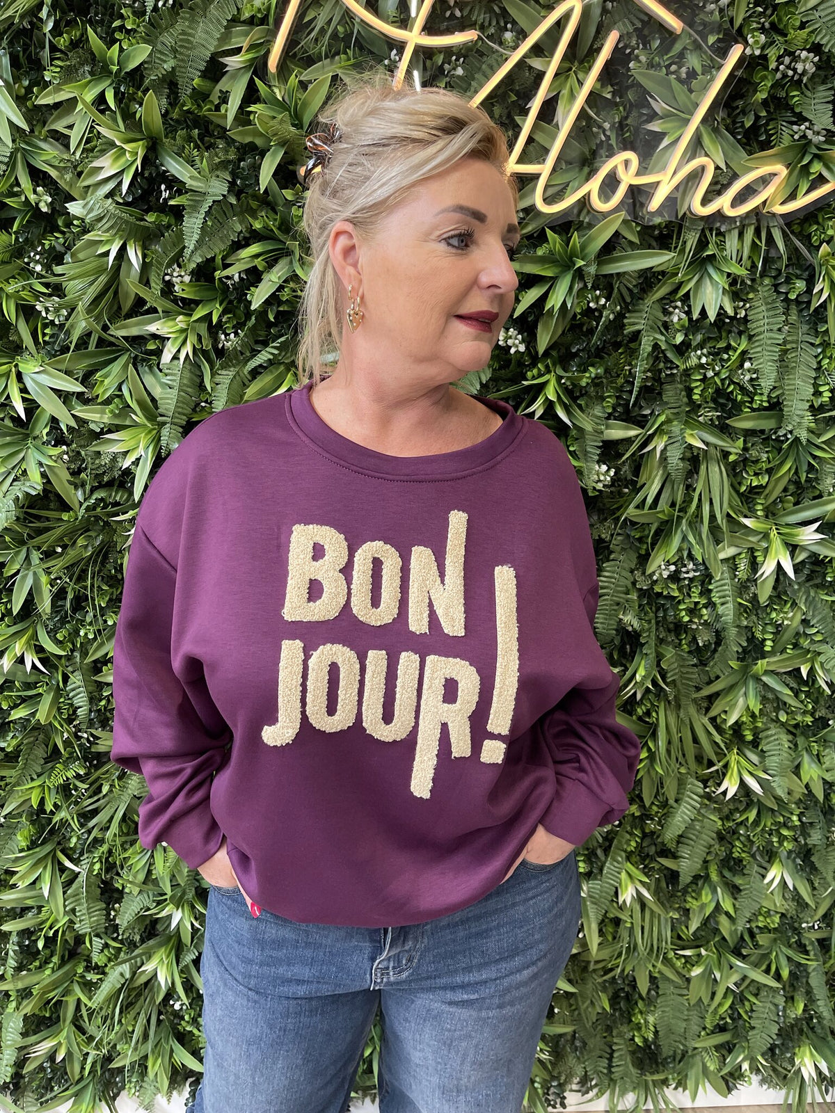 Sweater bonjour paars