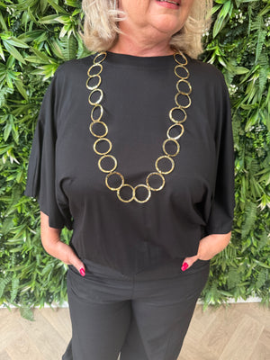 Lange stainless steel ketting cirkels goud