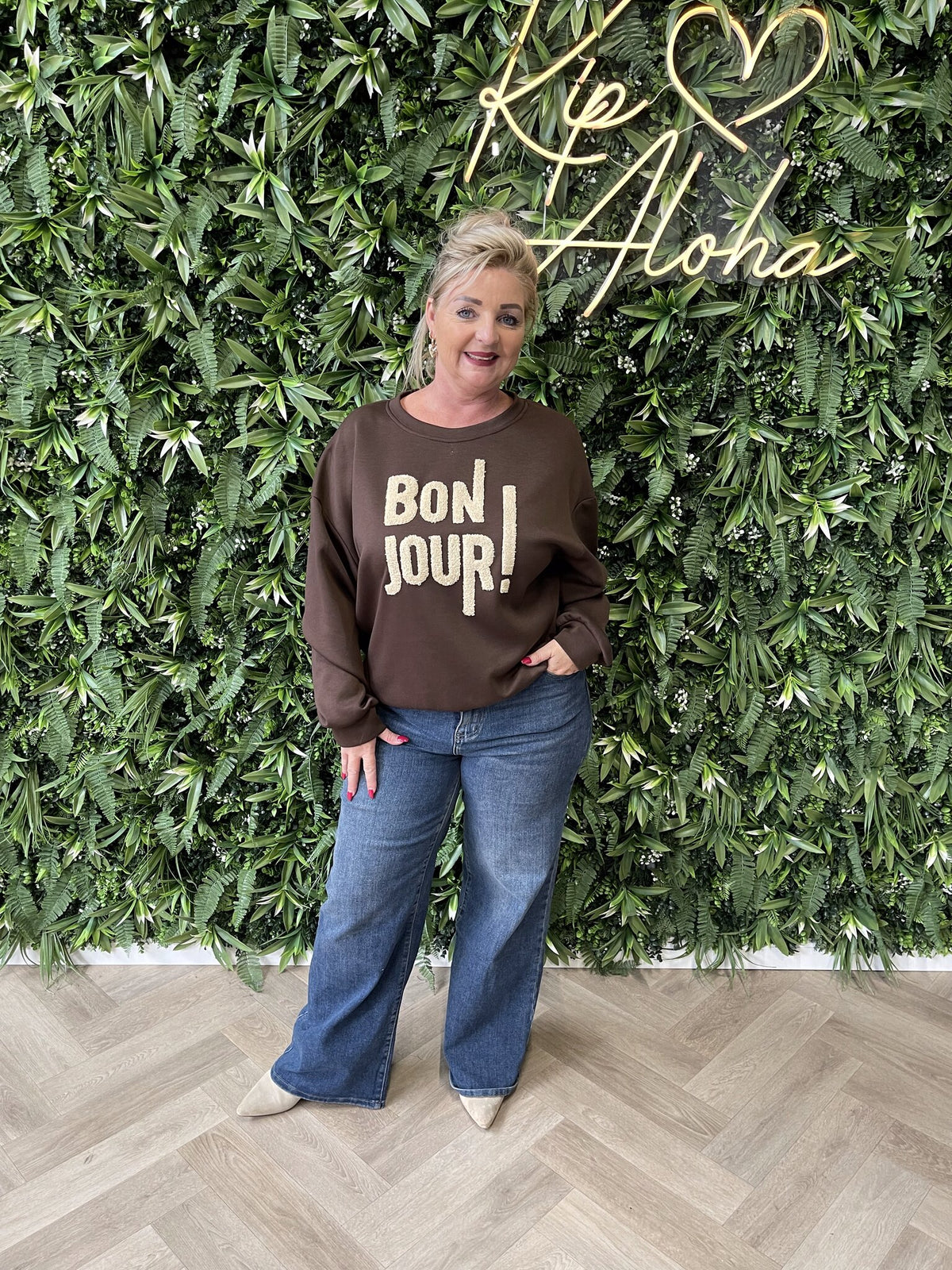 Sweater bonjour donkerbruin