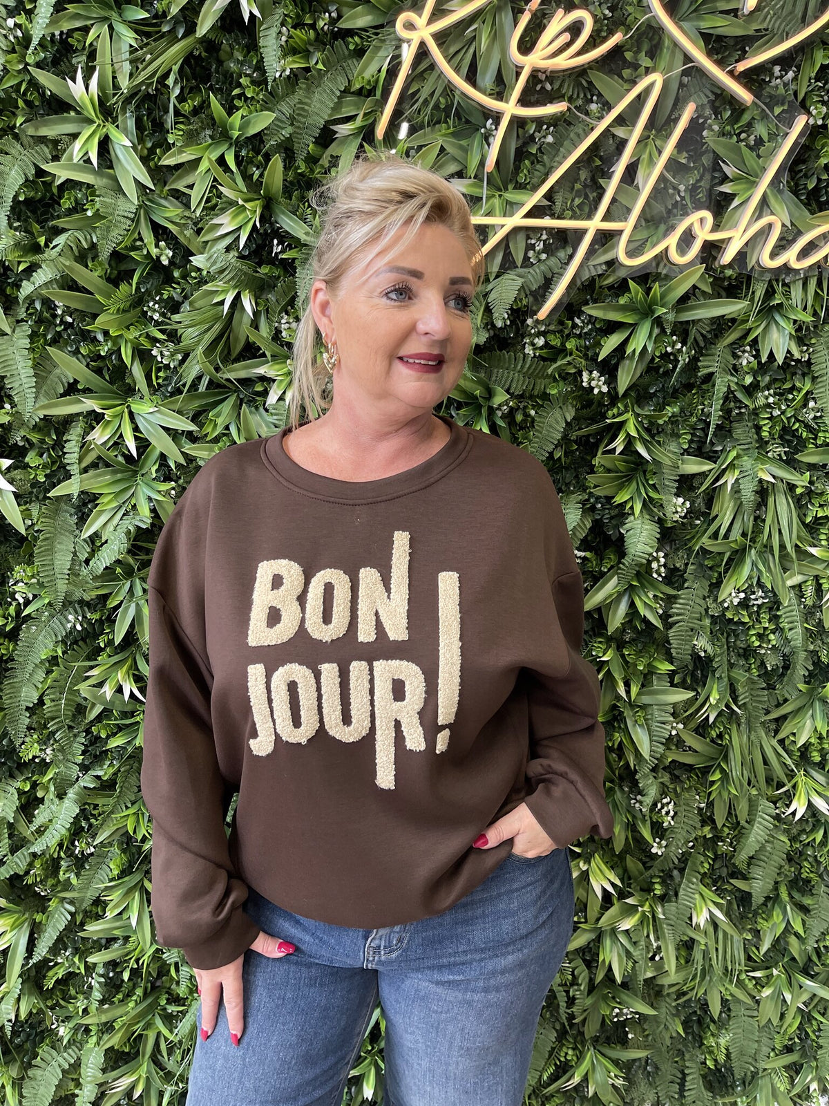 Sweater bonjour donkerbruin